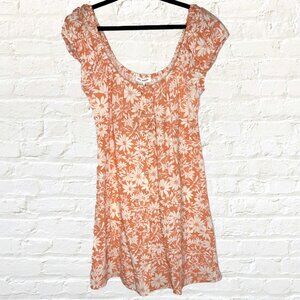 Blu Pepper Orange Floral Mini Summer Dress Size Medium NWT